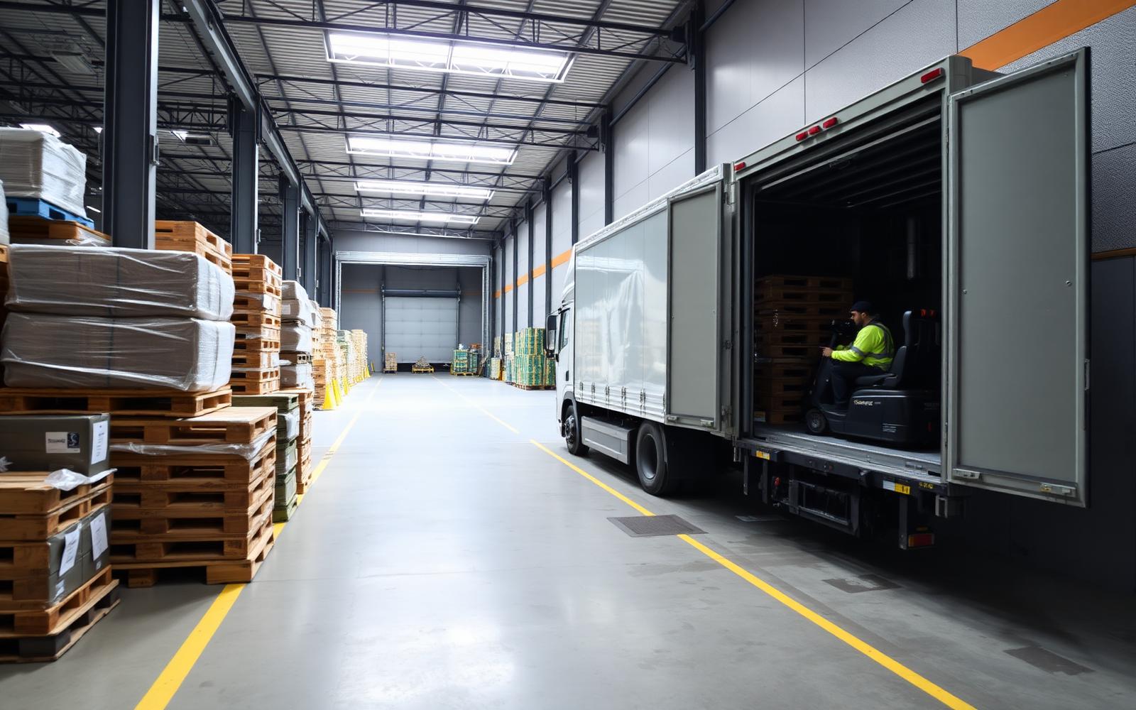 Quai logistique et chargement de palettes